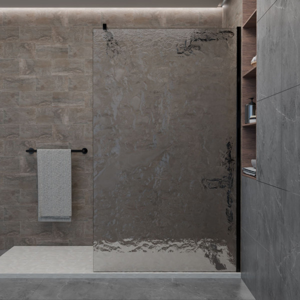 Душевое ограждение RGW Walk In WA-55-B 100x210 стекло лед, профиль черный (33105510-234)