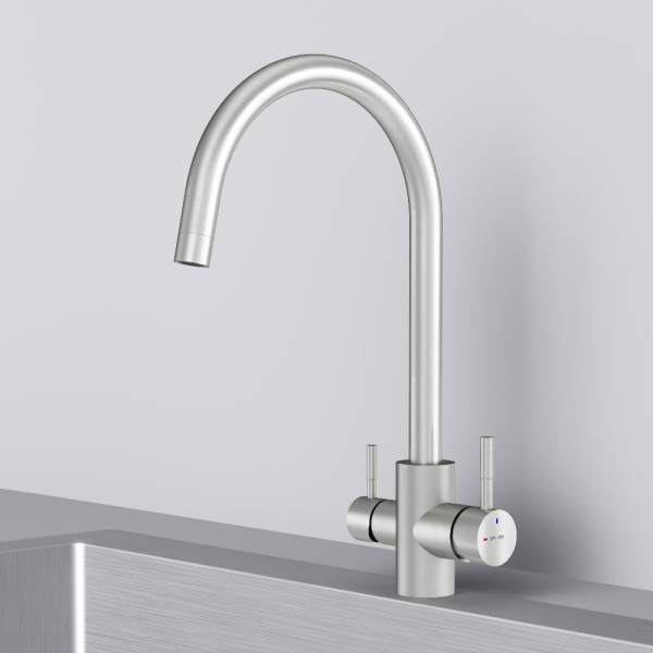 Смеситель для кухни AM.PM X-Joy S с С-изливом с каналом для питьевой воды сатин (F85B07711)