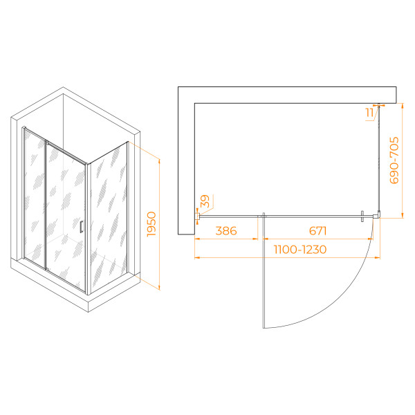 Душевой уголок RGW Passage 110x70x195 стекло прозрачное, профиль хром (350807817-11)