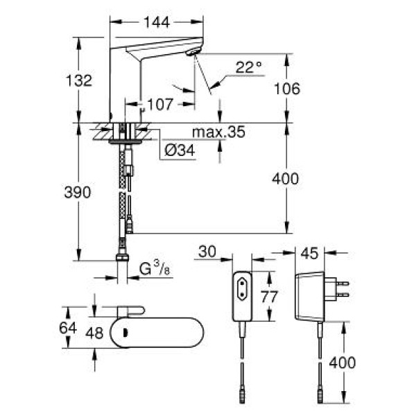 Смеситель для раковины Grohe Eurosmart Cosmopolitan E (36325001)