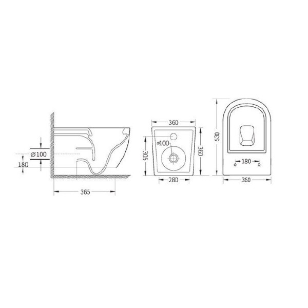 Унитаз подвесной Cezares Relax безободковый с системой смыва "Торнадо", с сиденьем soft close, 53 см (CZR-3806-53-TH-TOR/SC)