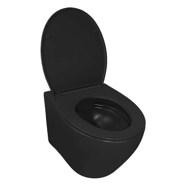 Унитаз подвесной Keras matt black безободковый с сиденьем микролифт 520x370x360 (AZ-99046B) Унитаз подвесной Keras matt black безободковый с сиденьем микролифт 520x370x360 (AZ-99046B)