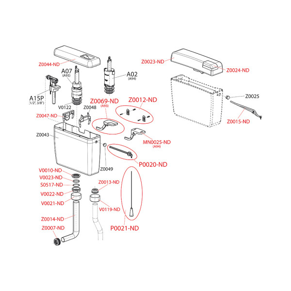 Бачок для унитаза Alcaplast ALCA UNI DUAL (A93-1/2") Бачок для унитаза Alcaplast ALCA UNI DUAL (A93-1/2")