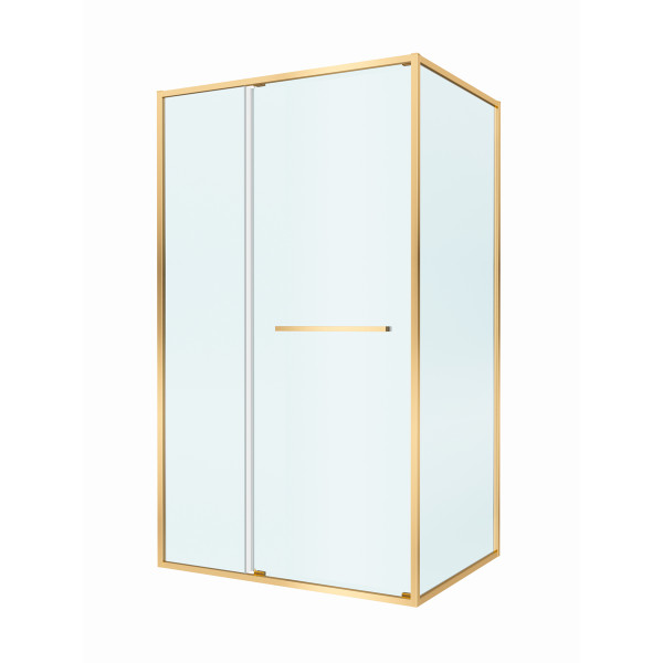 Душевой уголок Cezares Lux 120x90x195 стекло прозрачное, профиль брашированное золото (LUX-AH-FS-11-120/90-C-BORO)