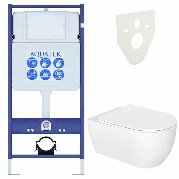 Инсталляция с унитазом Aquatek Европа New-KKI2 рама Standard INS-0000012+звукоизоляционная прокладка+крепеж KKI-0000002+унитаз Европа AQ1106