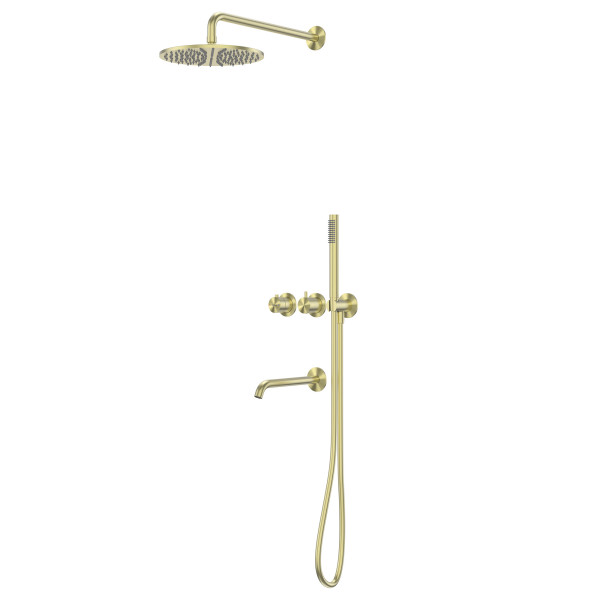 Душевая система Abber Wasser Kreis 316 скрытого монтажа с изливом, термостат, золотой (AF8150BG)