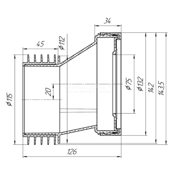 Отвод для унитаза эксцентрический 20 мм. АНИ (жесткий) АНИ пласт (W0220) Отвод для унитаза эксцентрический 20 мм. АНИ (жесткий) АНИ пласт (W0220)