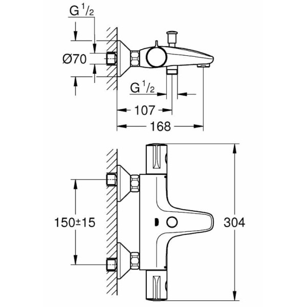 Смеситель термостатический для ванны Grohe Grohtherm 800 (34567000)