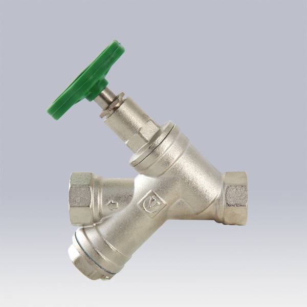 Задвижка вентильная 3/4" с косым фильтром Valtec (зеленая рукоятка) VT.053.N.05