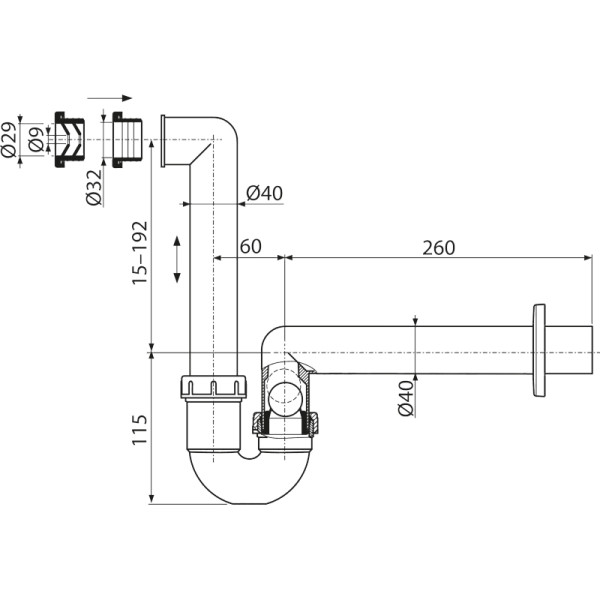 Сифон для сбора конденсата Alcaplast DN40 белый (AKS2)