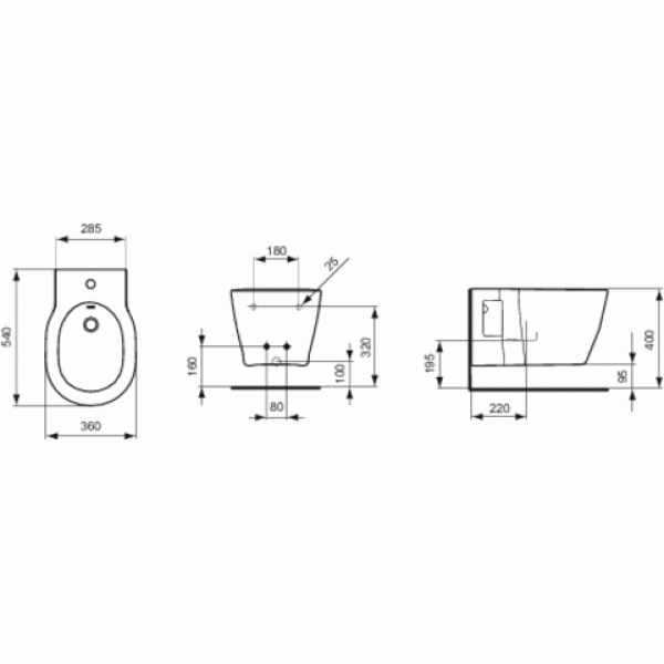 Биде подвесное Ideal Standard Connect 305x540x360 (E799701)