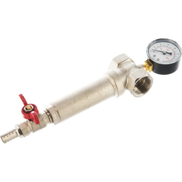 Фильтр с манометром самоочищающийся 1" ВВ 300 мкр. Kromwell (никель) (EU.ST6026055 1_k)