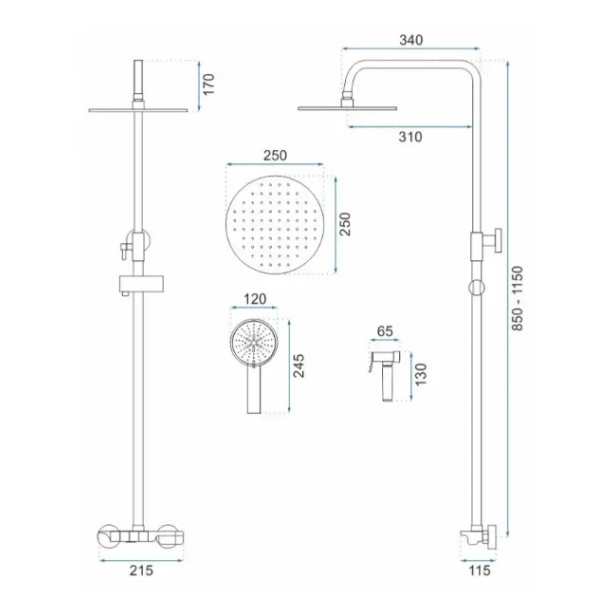 Душевая система на четыре режима Rea Max Black mat (REA-P6615)