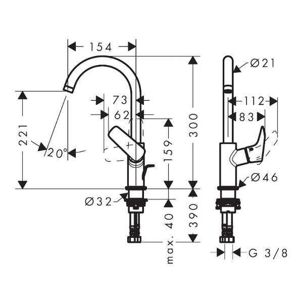 Смеситель для раковины Hansgrohe Logis черный (71130670)