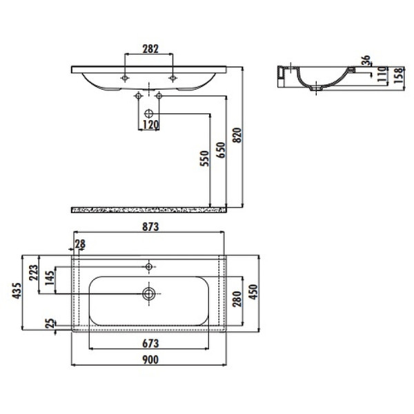 Раковина мебельная Creavit Ideal 90x45 белая (ID090-00CB00E-0000)