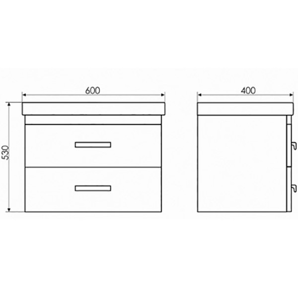 Тумба подвесная с раковиной Comforty Никосия 600x400x530 дуб темный (00-00008853)