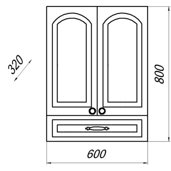 Шкаф подвесной Melodia Прованс 60 DB1 80x60 ясень белый (MFR79494AW)