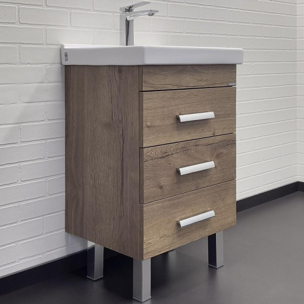 Тумба подвесная с раковиной Comforty Никосия 500x400x850 дуб темный (00-00018024)