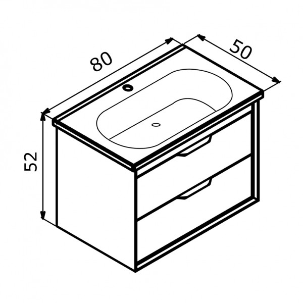Тумба подвесная Orka Clay 800x500x520 с раковиной белый матовый (5004382)