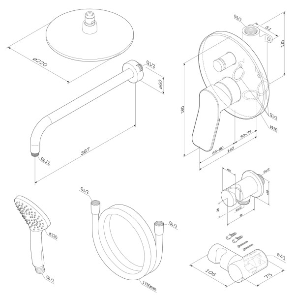 Душевая система X-Joy черная (FB85A1RH02) Душевая система X-Joy черная (FB85A1RH02)