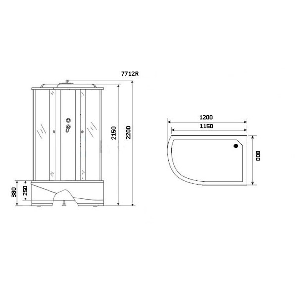 Душевая кабина Niagara с гидромассажем Luxe 1200*800*2200 стекло прозрачное, профиль золотой (NGL-7712G R)