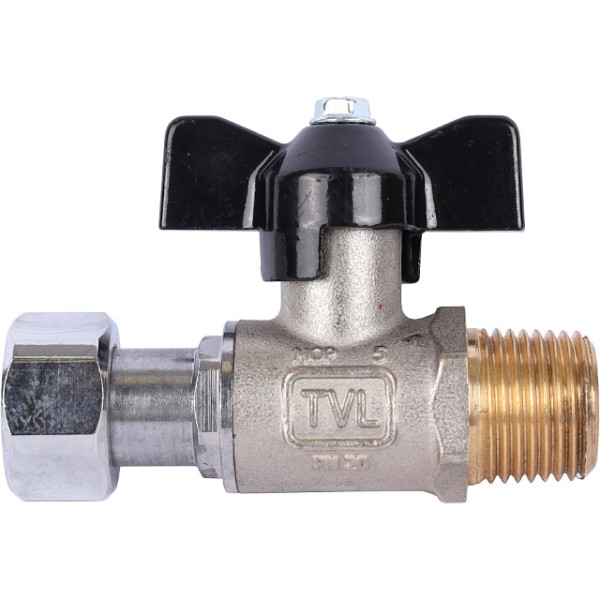 Кран 1/2"*1/2" НВ шаровый с накидной гайкой Stout (черная бабочка) (SVB-1009-000015)