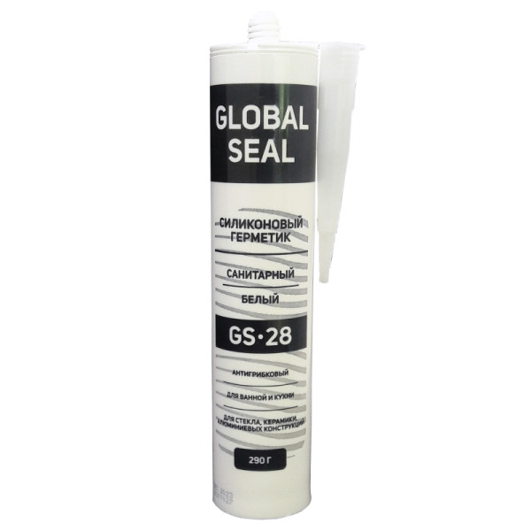 Герметик силикон санитарный 290 гр. GS28 белый GlobalSeal (GS28бел) Герметик силикон санитарный 290 гр. GS28 белый GlobalSeal (GS28бел)