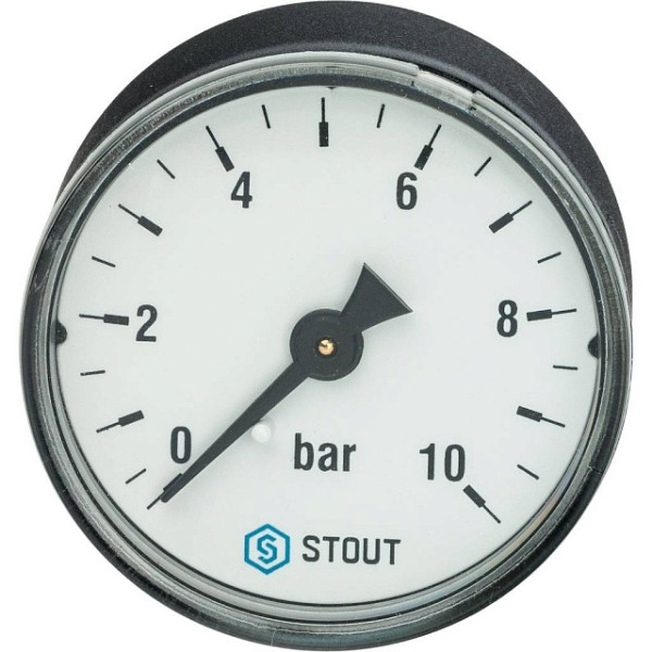 Манометр аксиальный 1/4" 50 мм (0...10 бар, кл.2.5) Stout (SIM-1009-501008)