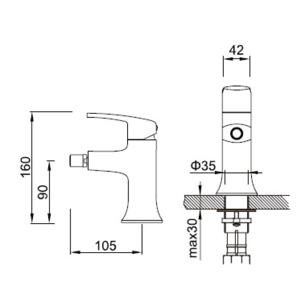 Смеситель для биде Zeegres Z.RILL (47007001) Смеситель для биде Zeegres Z.RILL (47007001)