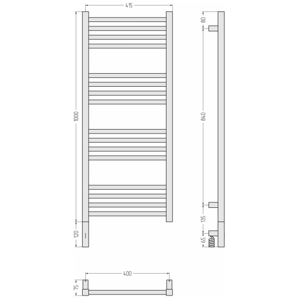 Полотенцесушитель электрический Сунержа Модус 3.1 1000x400 МЭМ провод справа матовый чёрный (31-5900-1040)