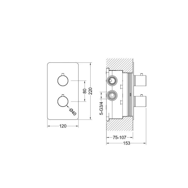 Смеситель для ванны и душа Aquatek Европа с термостатом (внешняя и скрытая часть) шлифованный черный хром (AQ1393BGM)