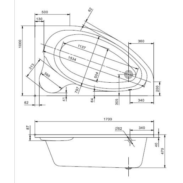 Ванна акриловая Santek Edera 170*100 R (1WH501663)