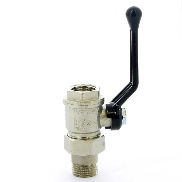 Кран Bugatti 1/2" шаровый со сгоном New Jersey 920 (черная ручка) (09200003)