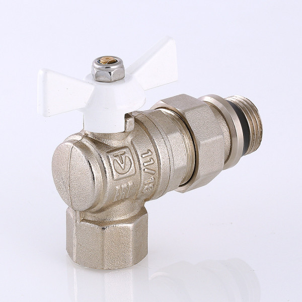 Кран угловой 1/2" шаровый со сгоном Valtec Base (белая бабочка, o-ring) VT.228.NRW.04
