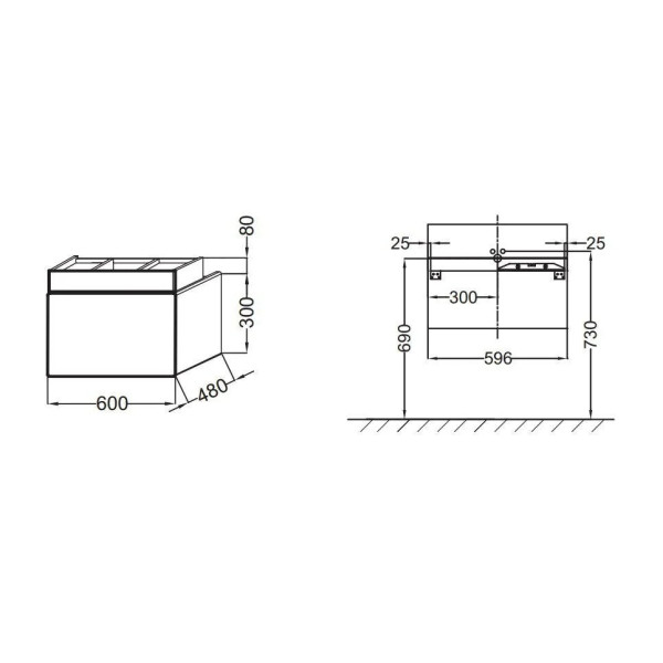 Тумба подвесная Jacob Delafon Terrace 60 черный глянец (EB1185-274)