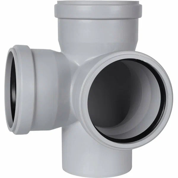 Крестовина 110x110x110x87 двухплоскостная (левая) Stout (PP, серый) (SKB-0017-011087)