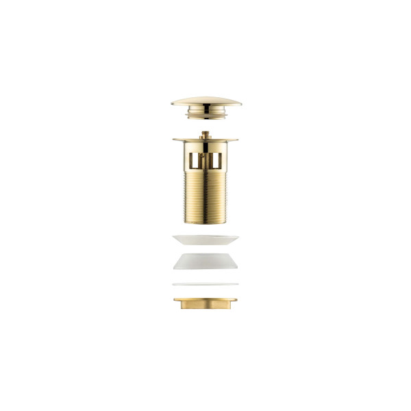 Донный клапан Aquatek Push-open Aquatek с переливом, крышка круглая, шлифованное золото (AQ6002BG) Донный клапан Aquatek Push-open Aquatek с переливом, крышка круглая, шлифованное золото (AQ6002BG)