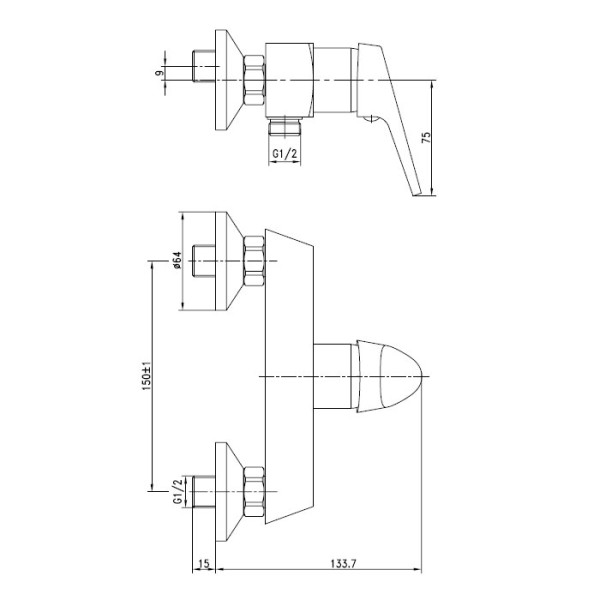 Смеситель для душа Aquanet Round Handle SD90707 (00187225)