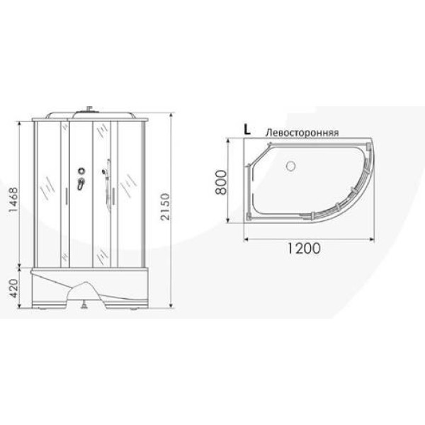Душевая кабина Erlit 120х80 стекло матовое L (ER3512TPL-C3)