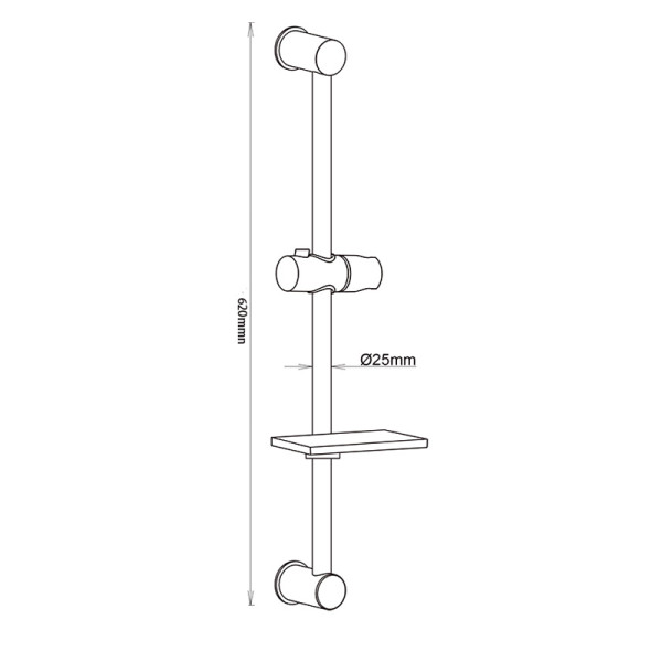 Душевая стойка Melodia Luxe Ringo d25, L620 c мыльницей чёрная (MKP25001C_bk)