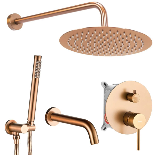 Душевая система для ванны с верхним душем Rea Lungo + Box Copper mat (REA-P8810) Душевая система для ванны с верхним душем Rea Lungo + Box Copper mat (REA-P8810)