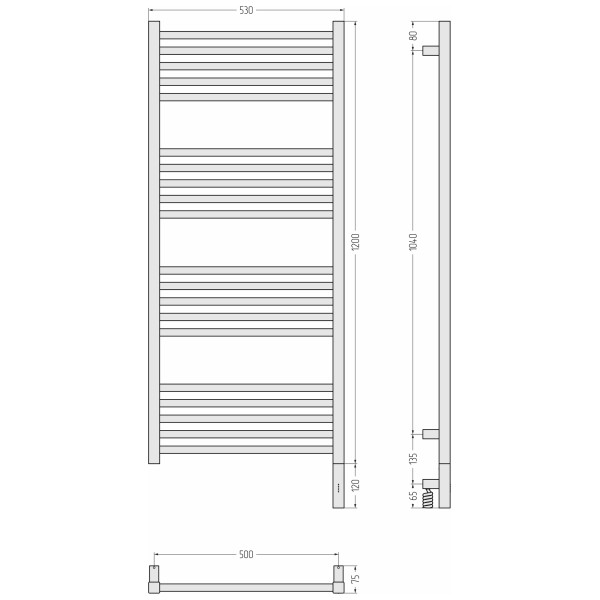 Полотенцесушитель электрический Сунержа Модус 3.1 1200х500 МЭМ провод справа (00-5901-1250)