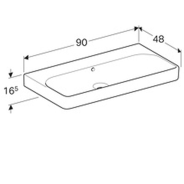 Раковина подвесная Geberit Smyle Square 90x48 без отверстия под смеситель и перелив, белая (500.250.01.1)