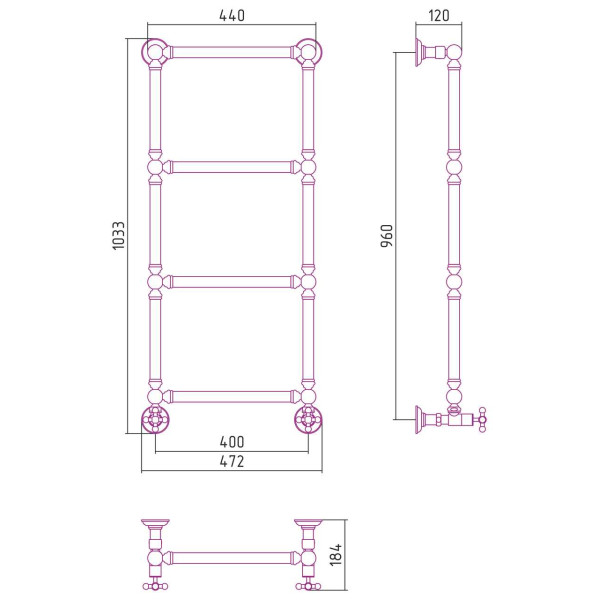 Полотенцесушитель водяной Сунержа Ренессанс 1304 960х400 хром (00-0280-9640) Полотенцесушитель водяной Сунержа Ренессанс 1304 960х400 хром (00-0280-9640)