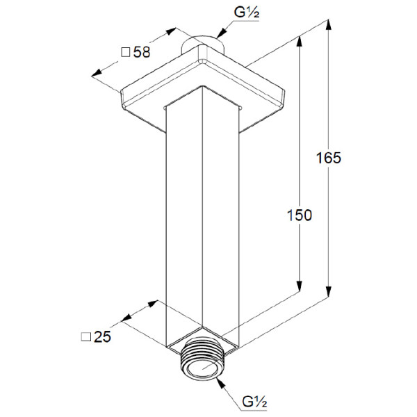 Кронштейн потолочный Kludi A-QA 165*58*58 хром (6654505-00)