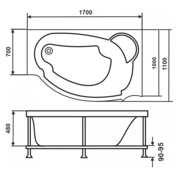 Каркас для ванны Eurolux Alexandria 170x110 правый