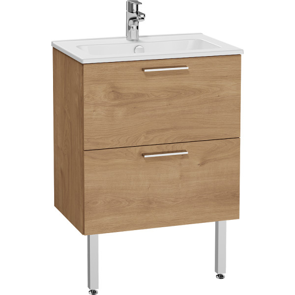 Тумба подвесная Vitra 60 см с 2 ящиками с раковиной, золотой дуб (67270)