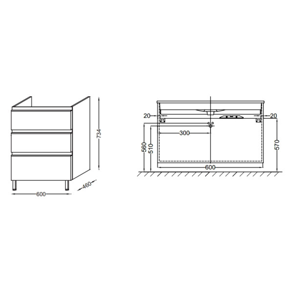 Тумба напольная Jacob Delafon Vox 60 белый глянец (EB2050-RA-G1C)