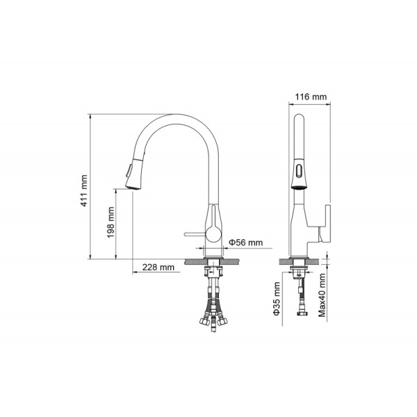 Смеситель для кухни Timo Saona хром, с выдвижным изливом (2336/00FL) Смеситель для кухни Timo Saona хром, с выдвижным изливом (2336/00FL)