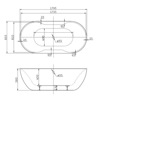 Ванна акриловая BelBagno 179,5x85,5 белая (BB28)